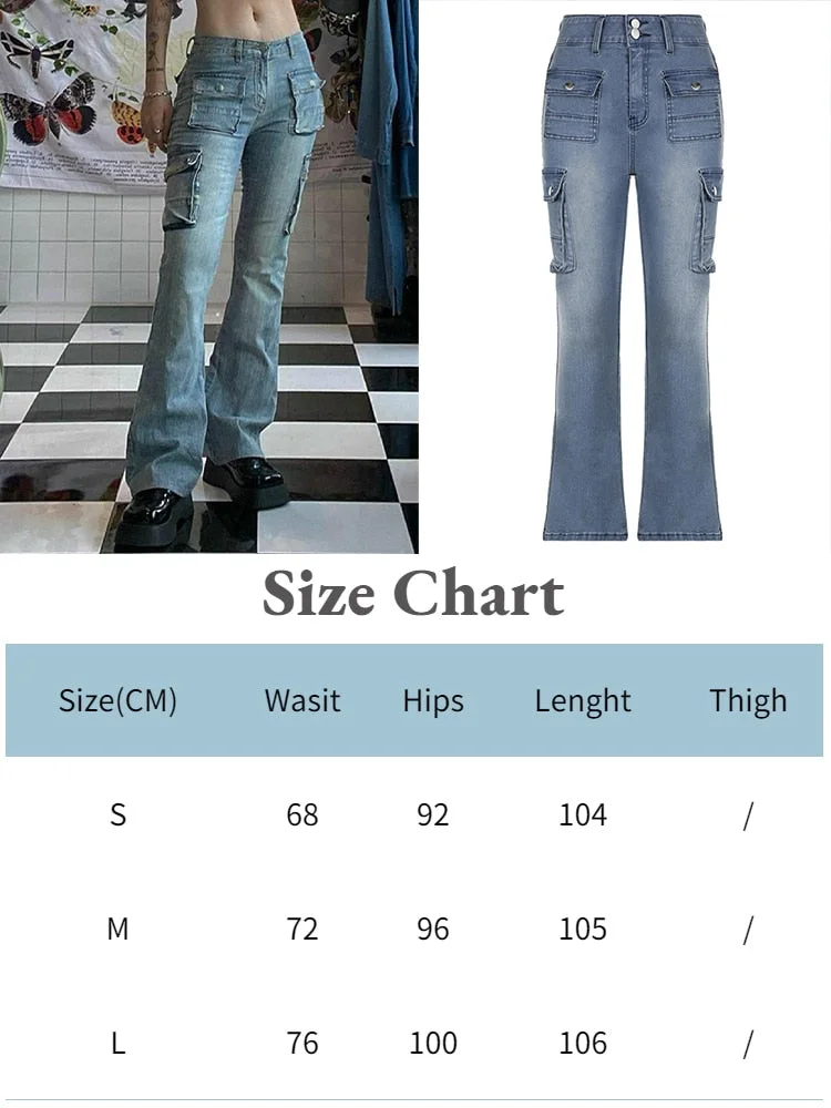 Jacuqeline 2022 Flare Flares Y2K Jeans Vintage Low Rise Pants Fairy Grunge Cargo Trousers Woman Streetwear Korean Baggy Jeans