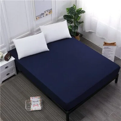 Solid Fitted Sheet With Elastic Band White Waterproof Bed Sheet Mattress Covers Bedsheet Queen Size Bed Sheets Set Hot Bed Linen