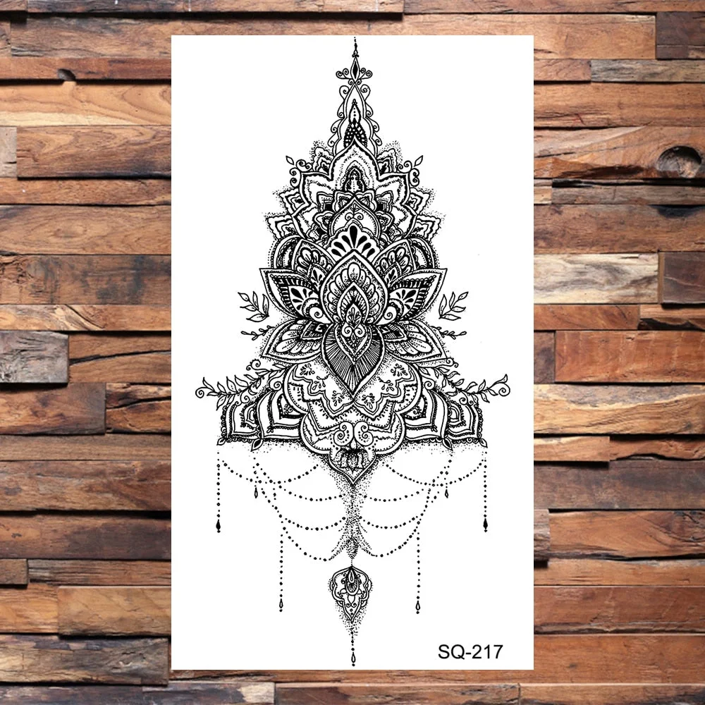 Crown Temporary Tattoos For Women Men Realistic Cross Sword Angel Wings Thorns Fake Tattoo Sticker Body Waterproof Tatoos Black