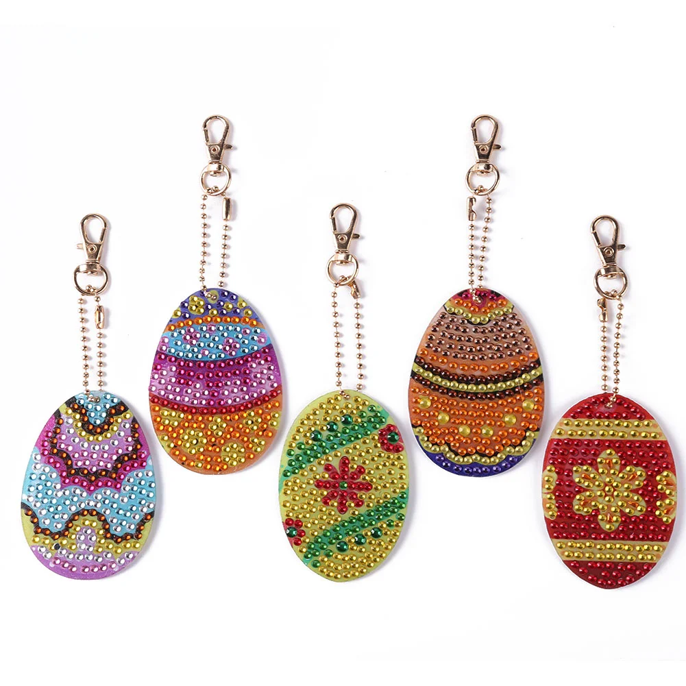5pcs Egg Special Shaped Diamond Painting Kit Keychain(Double Sided)