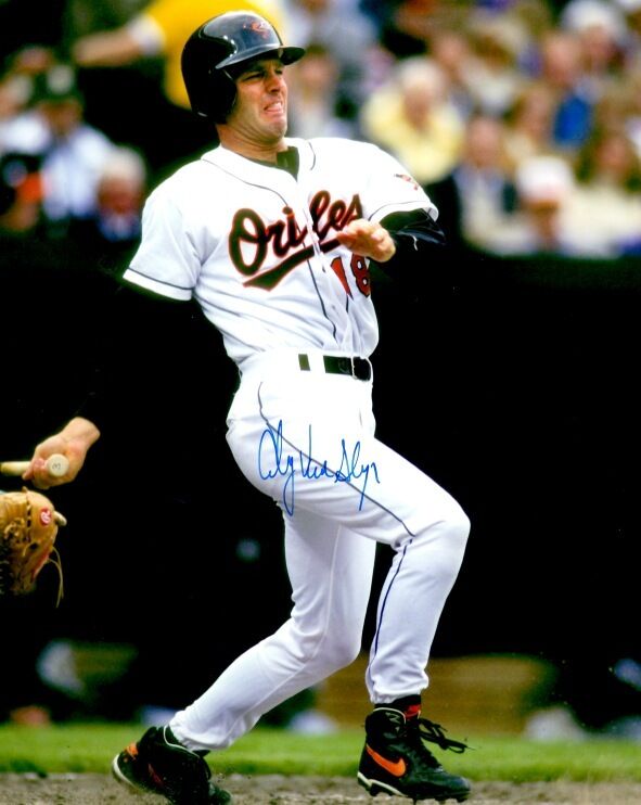 Signed 8x10 ANDY VAN SLYKE BALTIMORE ORIOLES Photo Poster painting- COA