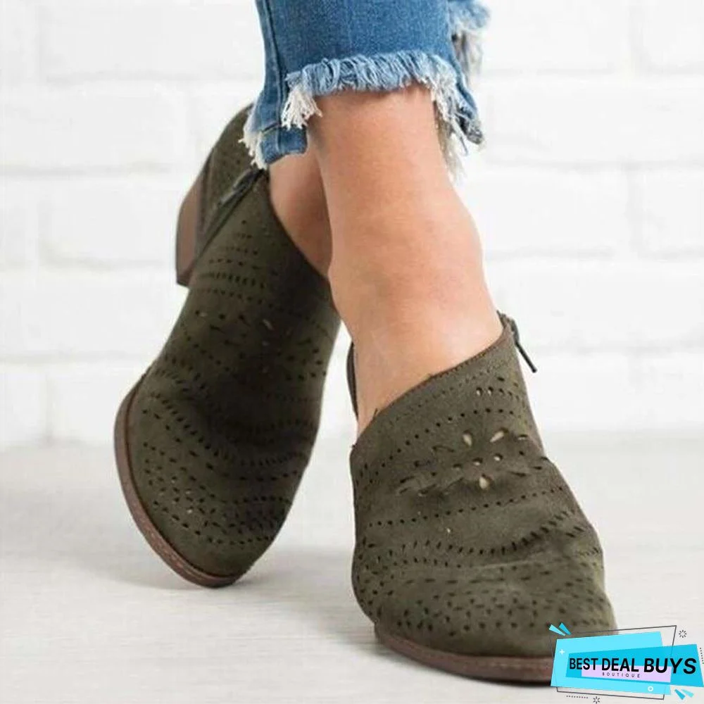 Leisure Hollow Low-heeled Shoes Women Sandals