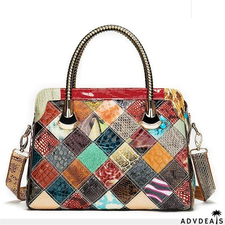 Fashionable Design Colorful Patchwork Large Capacity Handbag Shoulder Bag