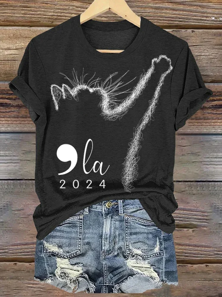 Women's Cat Comma La Print T-Shirt