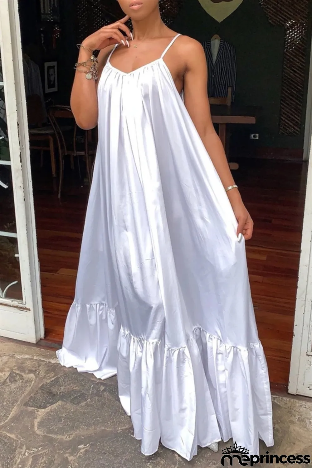 Light Purple Sexy Casual Solid Backless Spaghetti Strap Loose Sling Dress