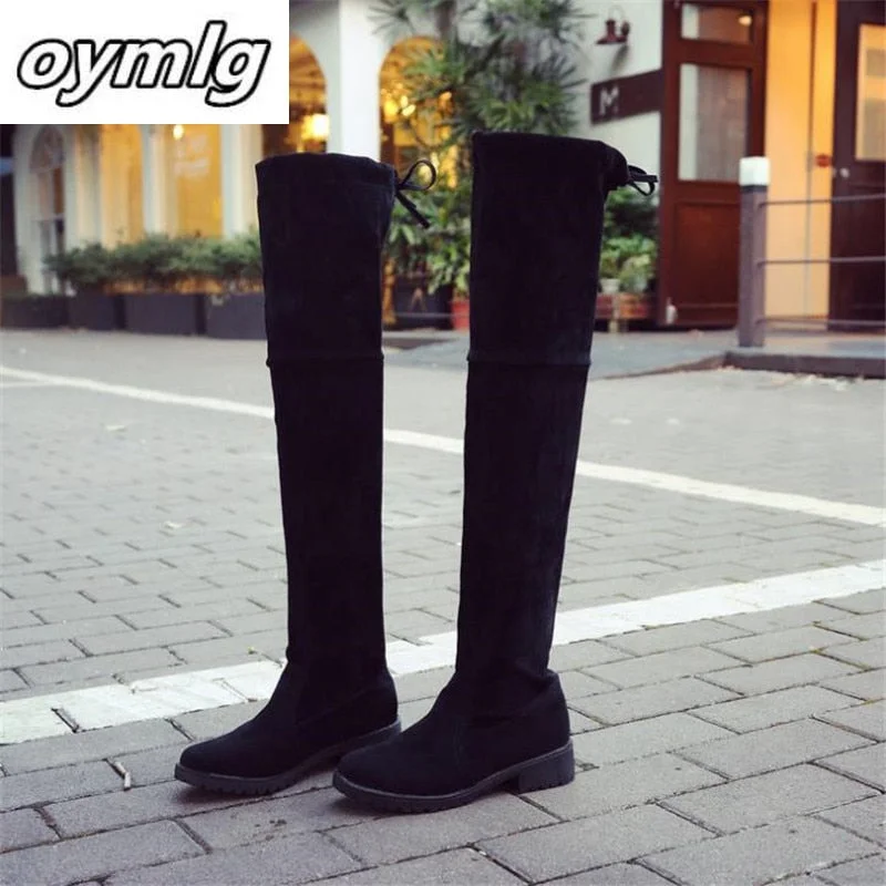 2020 new Sexy boots Over-knee boots, women's winter boots section 2020 flat bottom with increased high-low elastic boots A01