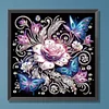 Papillon rose de nuit-peinture spéciale partielle au diamant-30*30cm