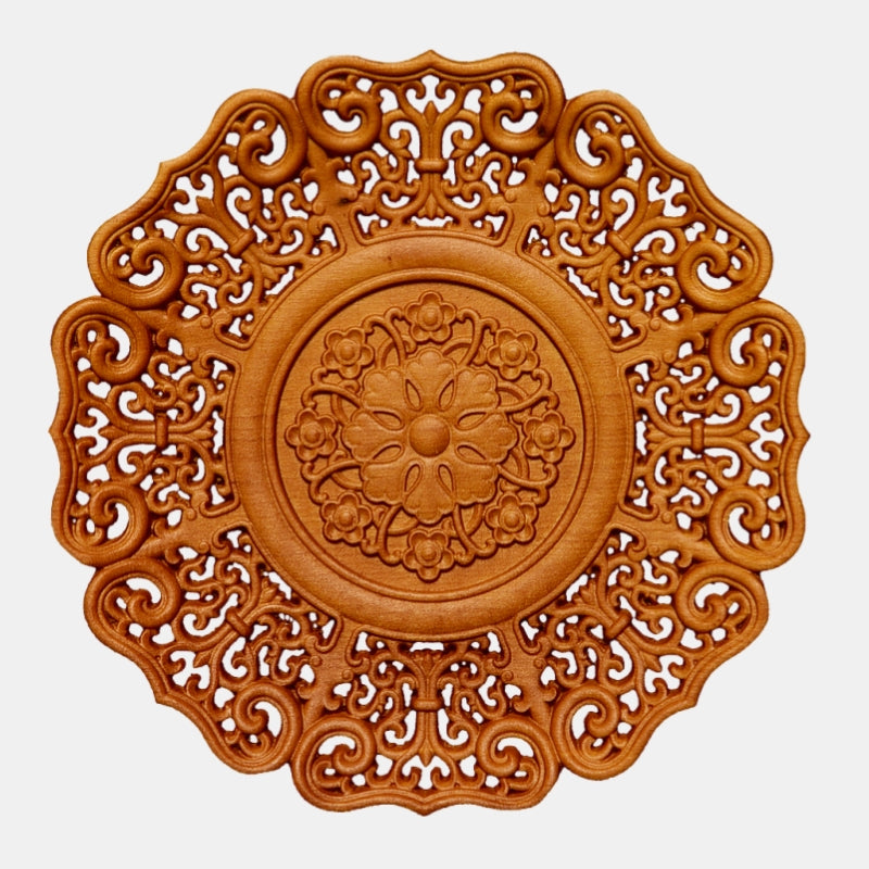 Hollow Carved Boxwood Coaster Winding Stem Pattern Blackwood Boxwood Cup Mat Heat Proof Mat Tea Mat