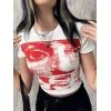 Face Print Y2K Ribbed Crop Top