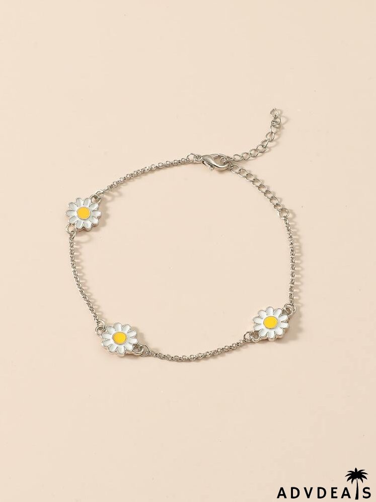 Flower Decor Chain Bracelet