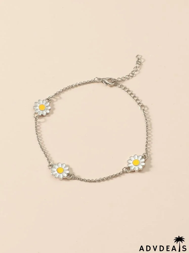 Flower Decor Chain Bracelet