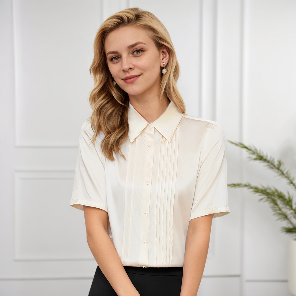 Standing Collar Silk Shirt for Women REAL SILK LIFE