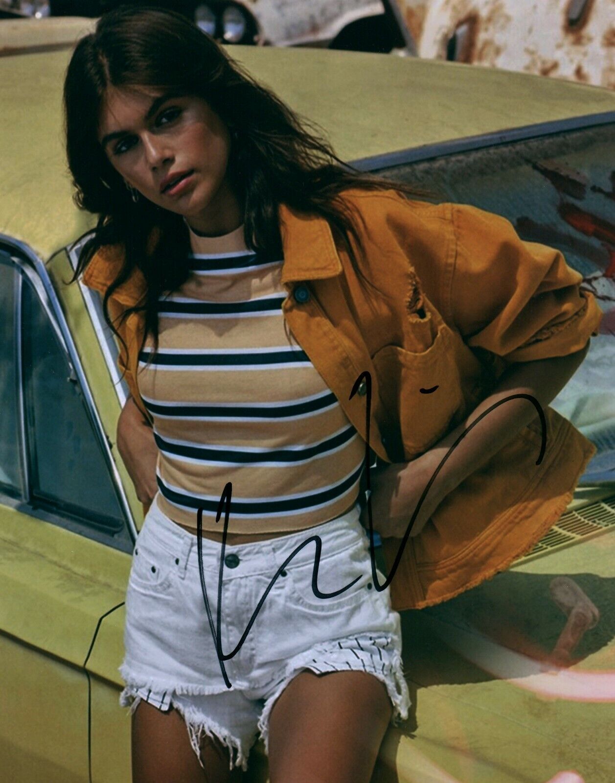 Kaia Gerber IMG Super Hot Model Signed 8x10 Photo Poster painting COA Cindy Crawford Daughter 12