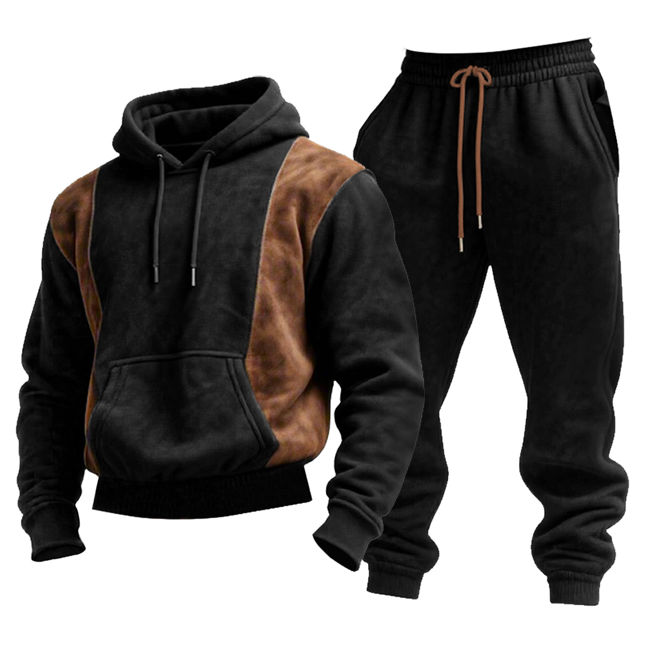 Black and Brown Hoodie and Sweatpants Set