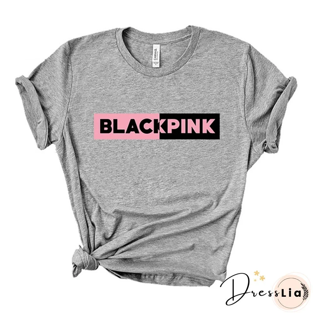 BLACKPINK New Women's Fashion Short-sleeved Slim T-shirt Casual Sweatshirt