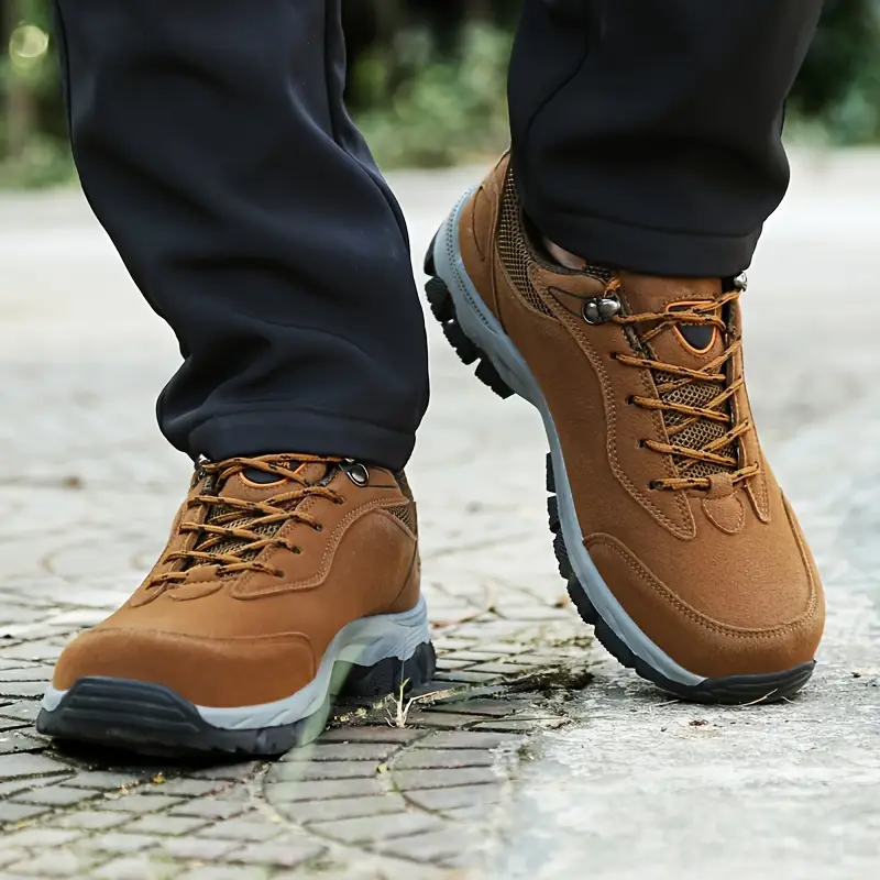 hiking shoes men s vintage solid comfy non slip durable lace details 1