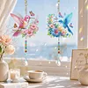 2pcs Flowers and Birds DIY Acrylic Diamond Painting Wind Chime for Adult 5D Diamond Painting Suncatcher with Crystal Pendant Double Sided Hanging Diamonds Art Paint Ornament Gift for Home
