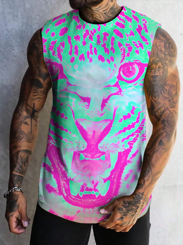 Men's Panther Watercolor Painting Art Print Tank Top