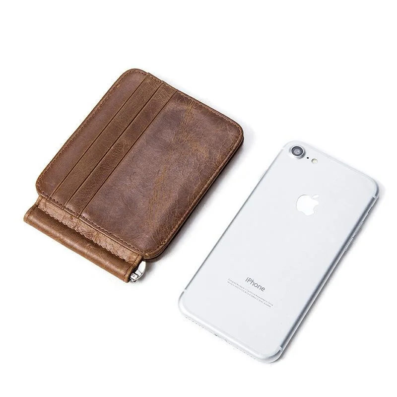 Multifunctional Men's Solid Color Leather Retro Wallet