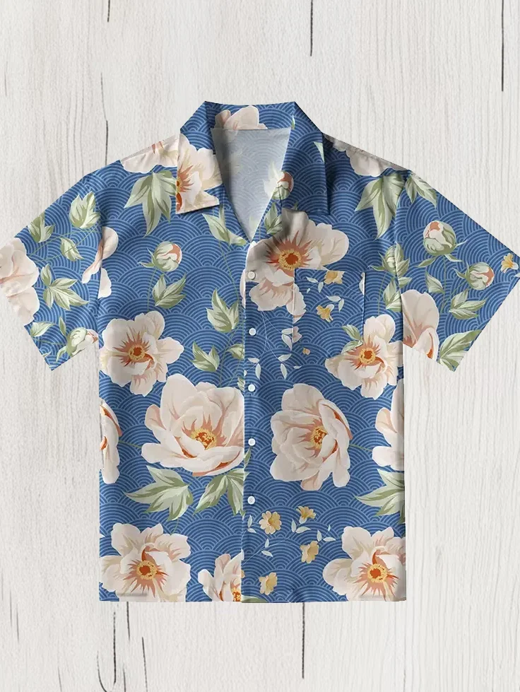 Men's Vintage Floral All Over Print Short Sleeve Shirt