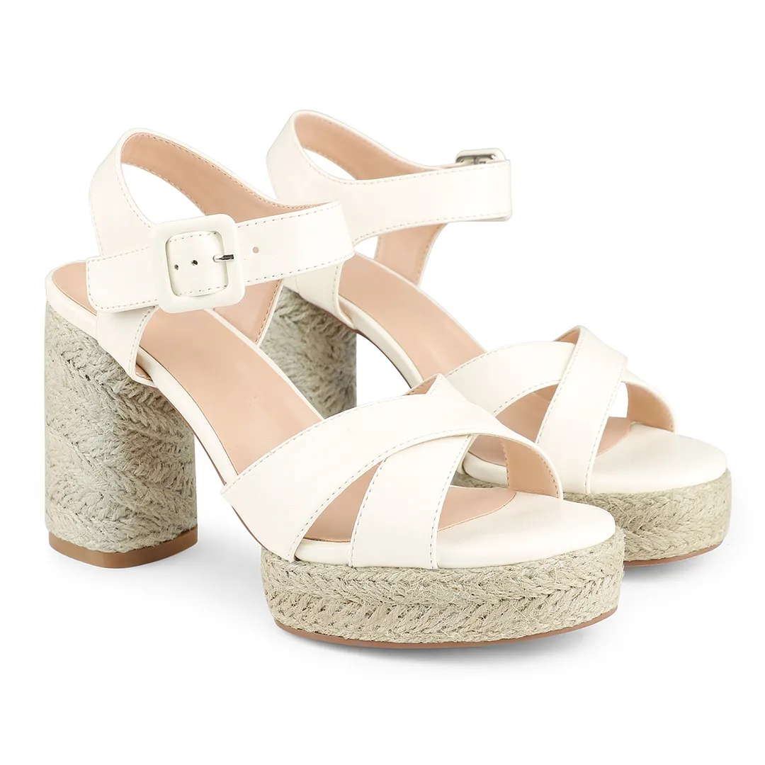 95mm/3.74Inch Espadrille Platform High Heels for Women Ankle Strap Chunky Heeled Sandals-vocosishoes