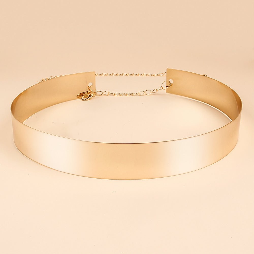 Mirror Exaggerated Card Sequin Metal Adjustable Defined Waist Wide Belt