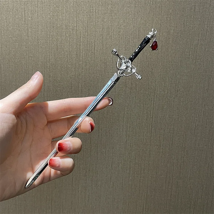 Ruby Pendant Sword Hair Sticks - Gotamochi Kawaii Shop, Kawaii Clothes