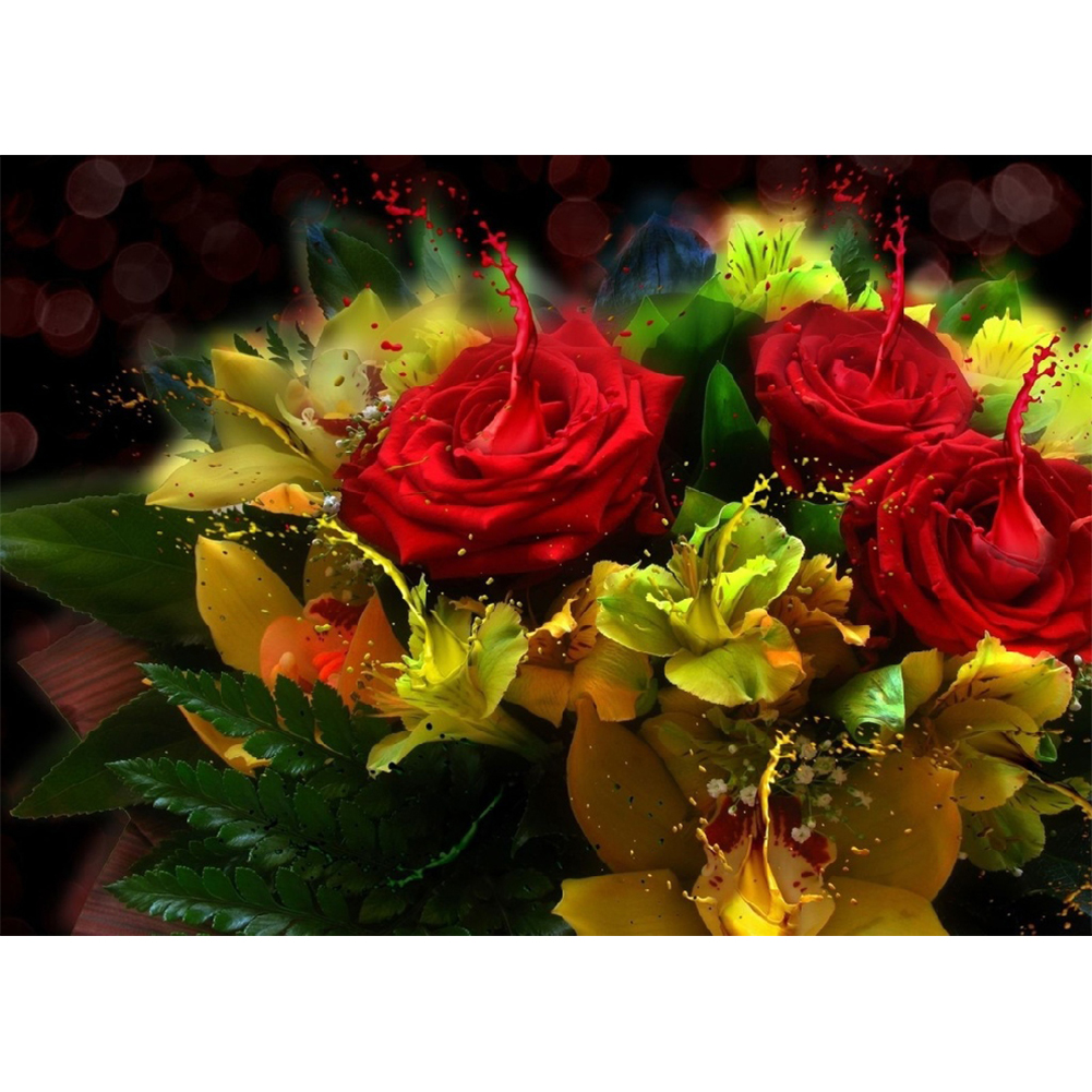 

30*40CM - Round Drill Diamond Painting - Bouquet Flowers, 501 Original