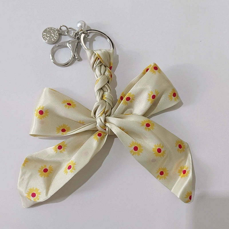 Sweet Minimalist Bow Knot Cloth Metal Unisex Bag Pendant Keychain