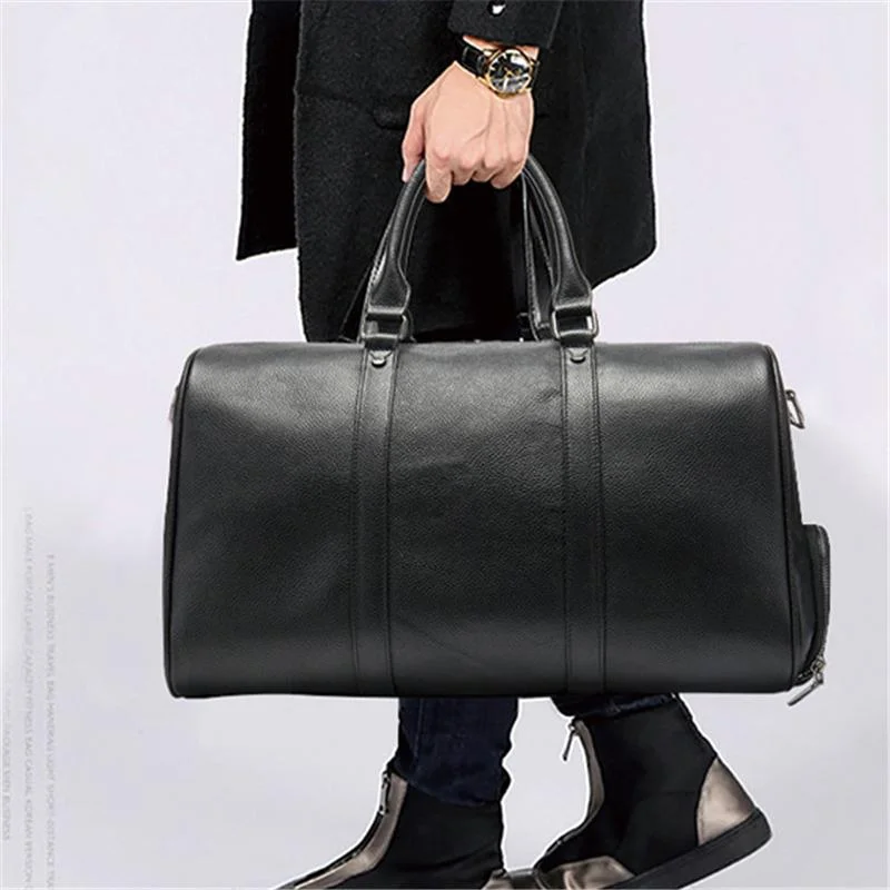 Leather Large Capacity Solid Color Duffel Bags Travelling Bag