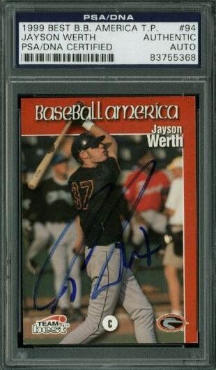 Jayson Werth Signed Card 1999 Best B.B. America T.P. Rc #94 PSA/DNA Slabbed