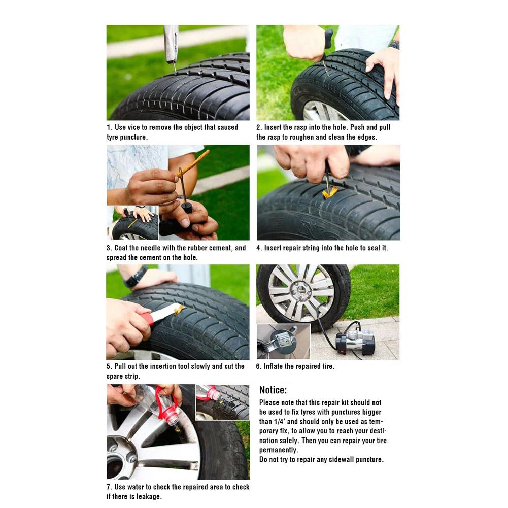 

Car Bike Auto Tubeless Tire Repair Kit Tyre Puncture Plug Repair Tool, 501 Original