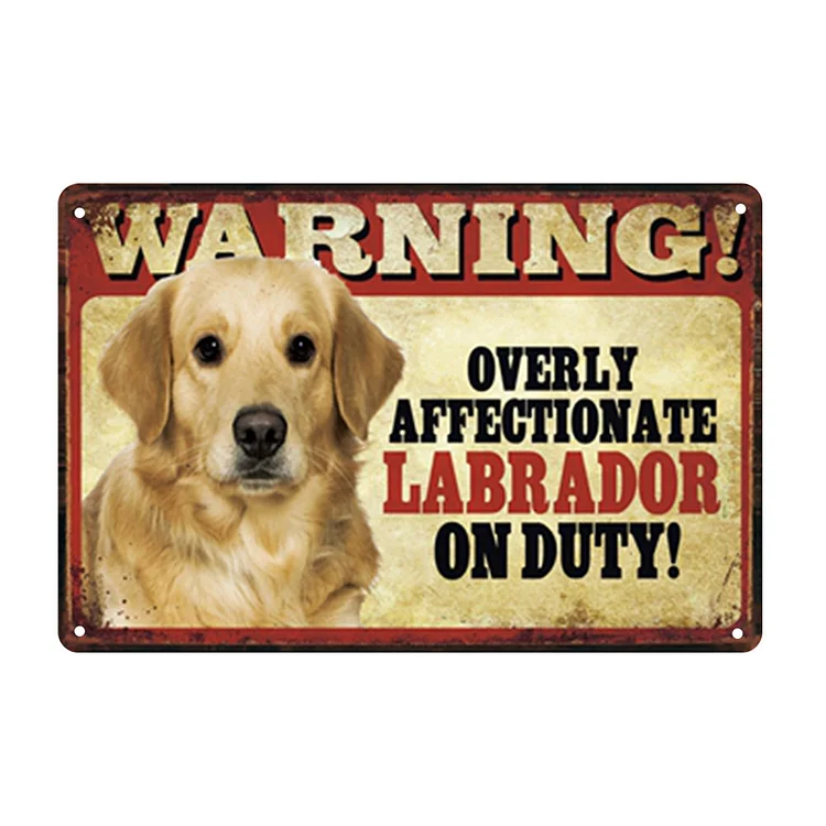Warning! Overly Affectionate Labrador On Duty! - Vintage Tin Signs/Wooden Signs - 7.9x11.8in & 11.8x15.7in