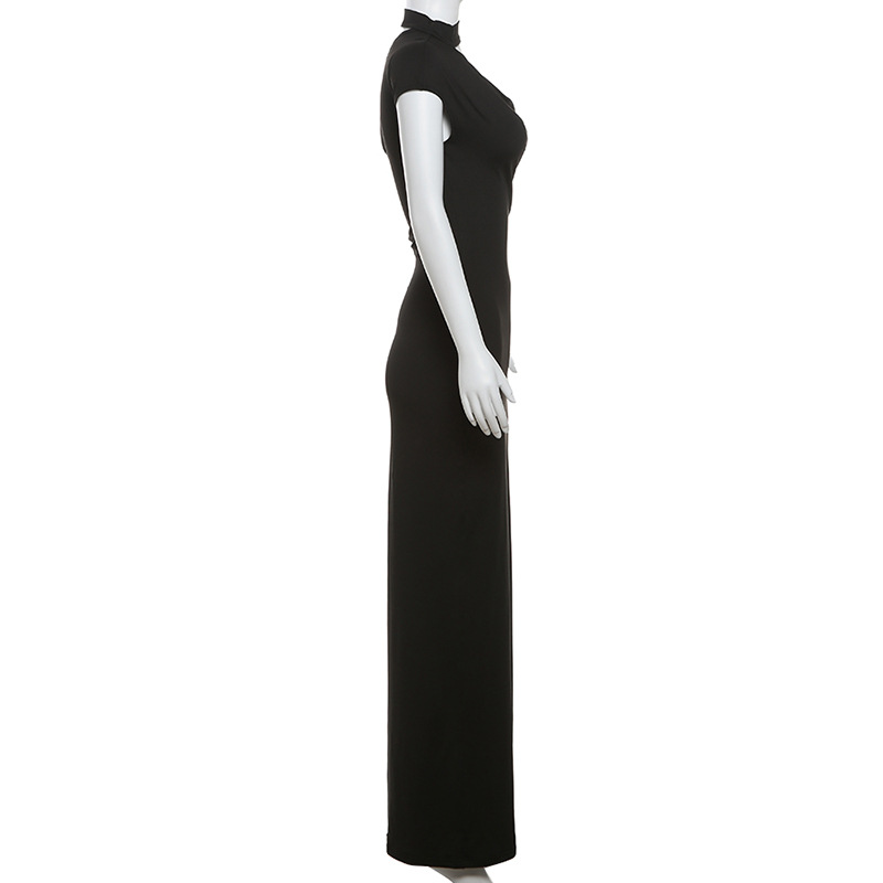 Ootddress Women's Off The Shoulder Elegant Slope O Neck Maxi Dress Sexy Short Sleeve High Waist Slim Fit Club Party Dress Femme 2025