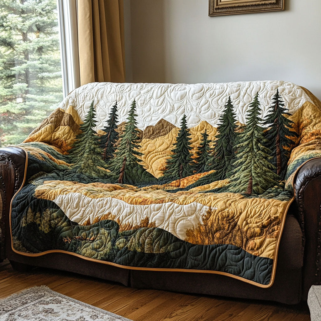 Scenic Wood Quilted Sofa Cover NCU0DK11669 everthome