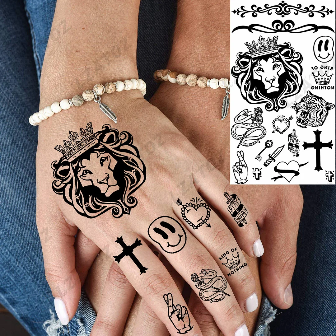 Sdrawing Eye Flower Temporary Tattoos For Woman Adults Rose Butterfly Tiny Fake Tattoo Sticker 3D Finger Waterproof Tatoos