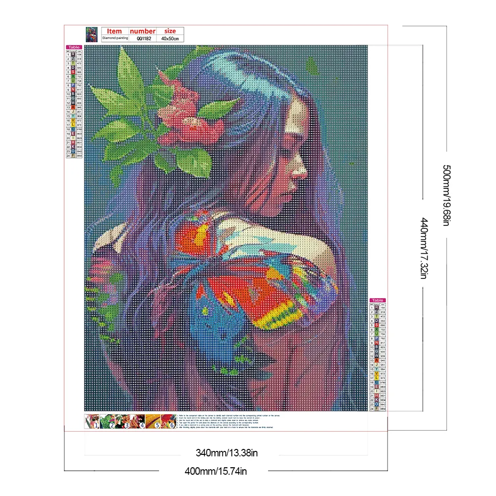 Full Round Diamond Painting 40*50cm - Girl With Butterfly Painting On Back