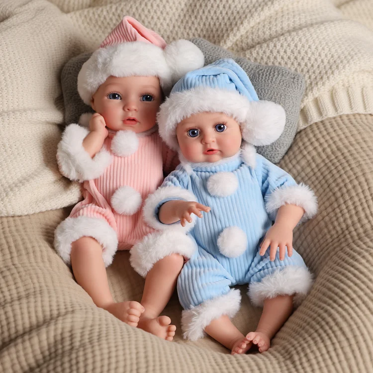 Babeside Realistic Silicone Baby Terry & Petr 12'' Little Infant Twins Best Gift for Kids