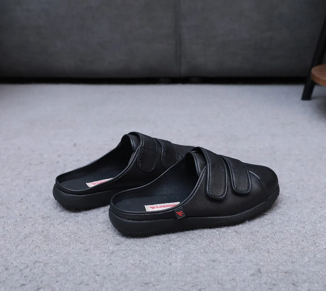 Unisex Summer Wide Adjustable Diabetic Leather Sandals Slippers Shoes For Swollen Feet