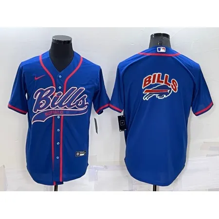 Men's Buffalo Bills Royal Team Big Logo With Patch Cool Base Stitched Baseball Jersey R6WF