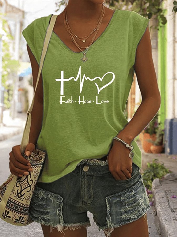 Women's Faith Hope Love Printed Short Sleeve Tee