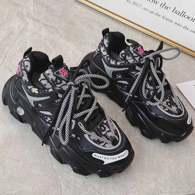 Spring Women's Platform Sneakers Genuine Leather Fashion Casual Shoes Ladies Thick Bottom Vulcanized Shoes Autumn Sneakers
