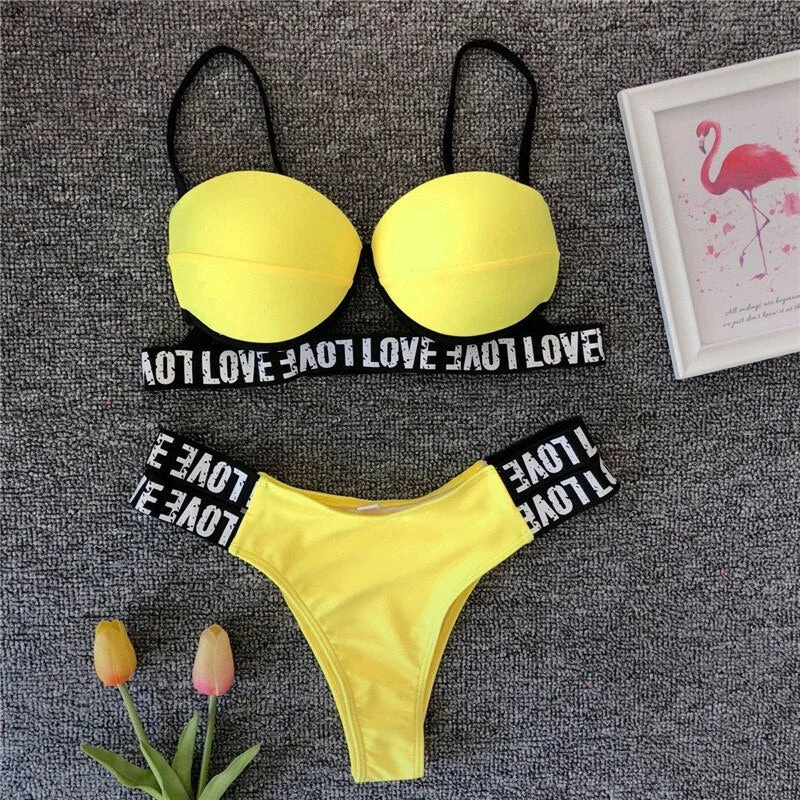 Simplee Neon string bikinis 2019 mujer Push up swimsuit female Sexy swimwear women bathing suit Green bathers Summer beach wear