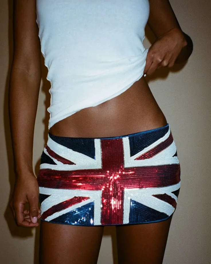 Union Jack Sequin Mini Skirt