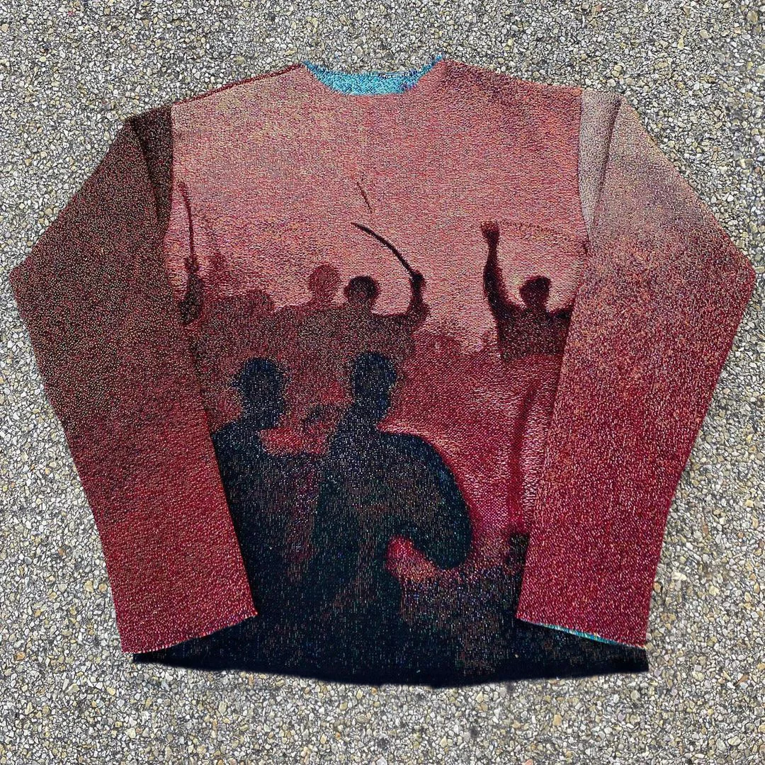 Personalized street style gradient color printed men's sweatshirt