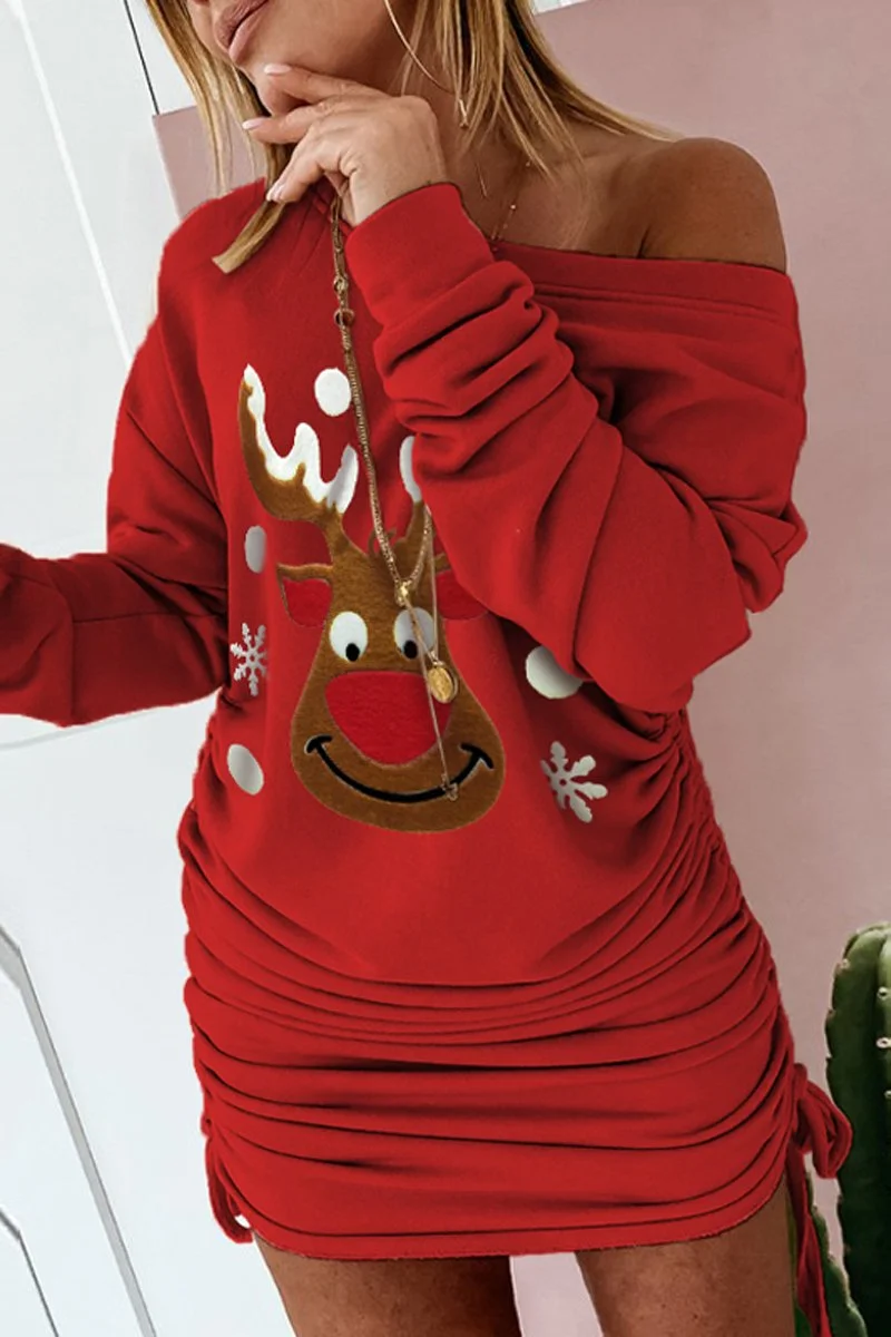 Animal Print Christmas Pleat Dress