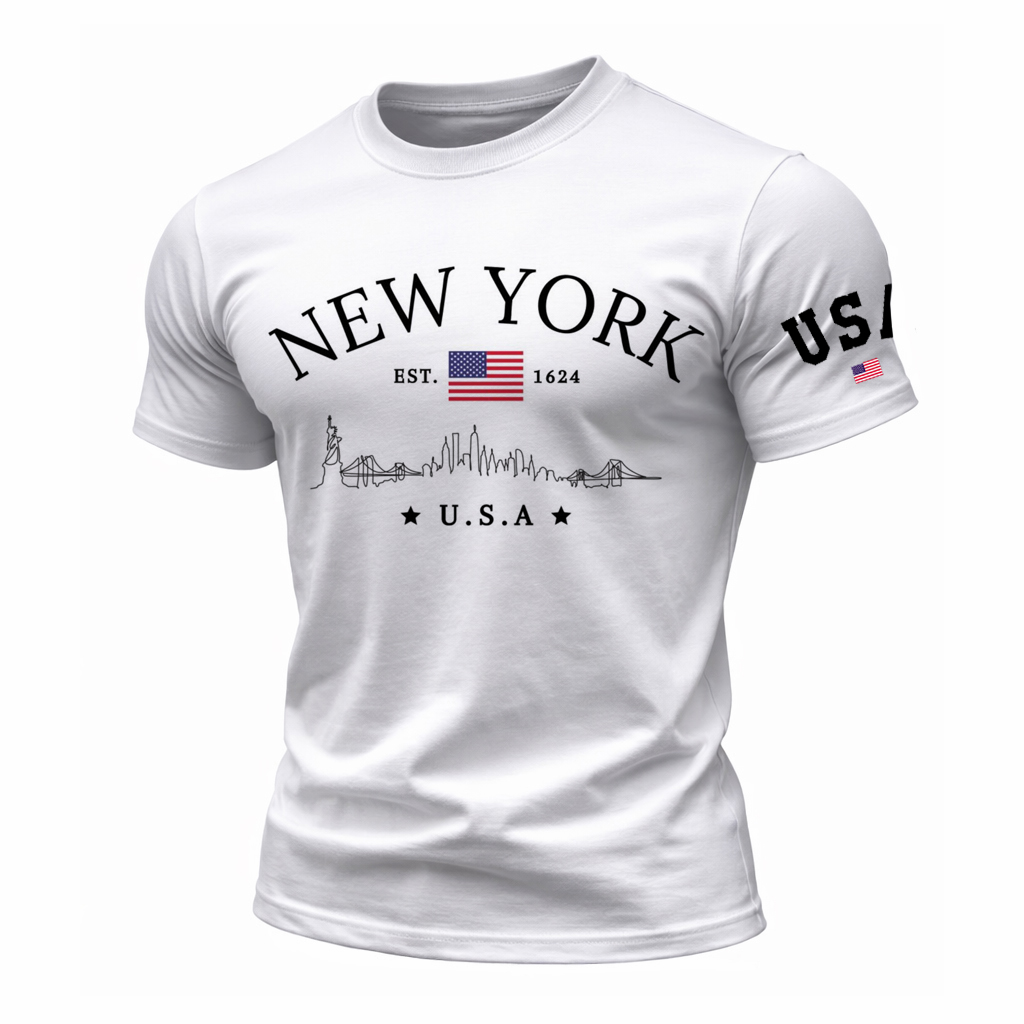 New York City Liberalism T-Shirt With Statue Of Liberty Graphic Design For Men - Helixace