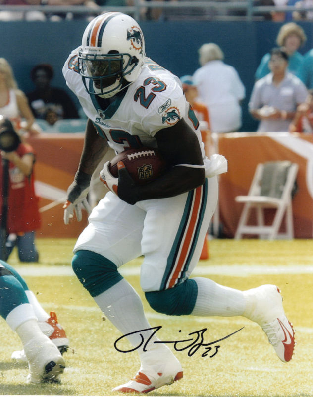 RONNIE BROWN MIAMI DOLPHINS ACTION SIGNED 8x10