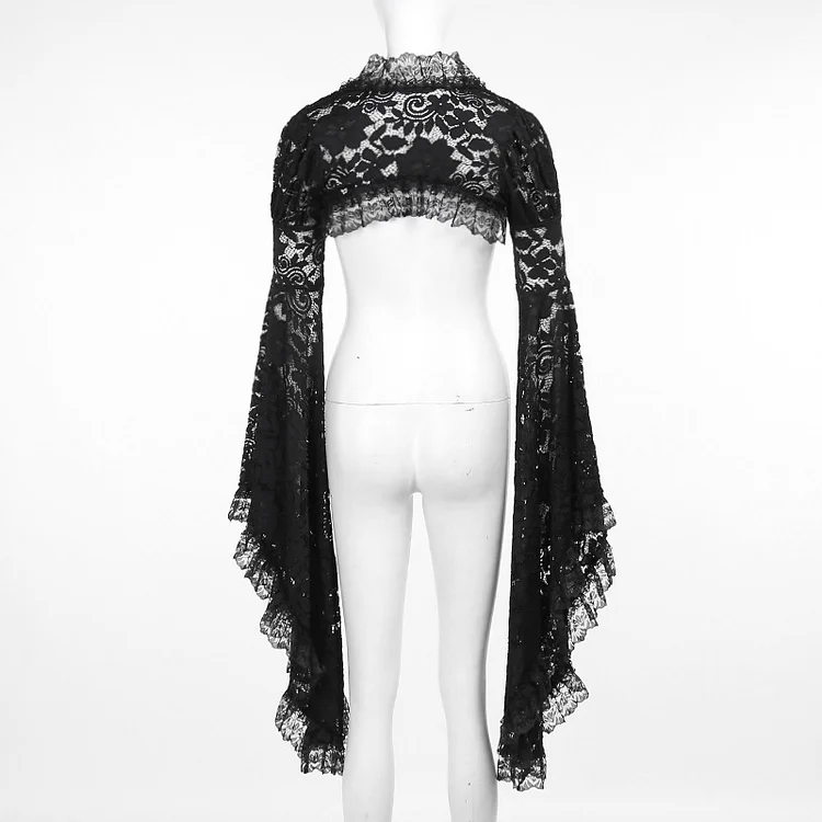 Vintage Gothic Bell Sleeve Lace Embossed Top