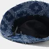 Unisex Trendy Star Frayed Edge Denim Foldable Fisherman Bucket Hat 